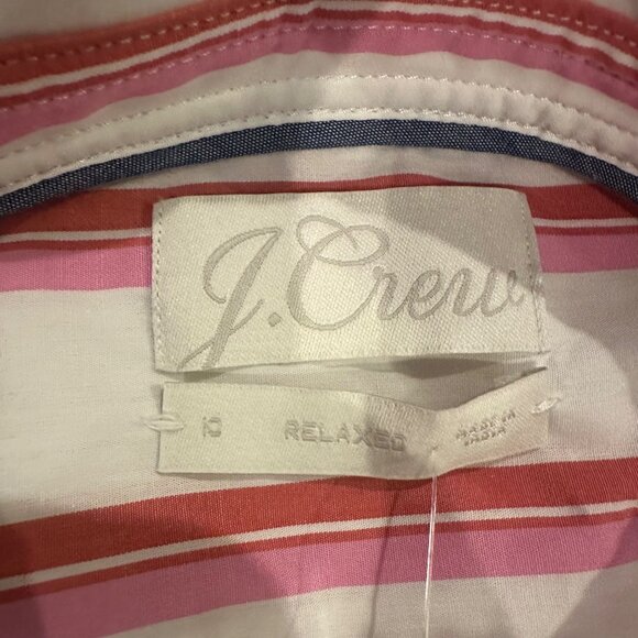 J CREW WOMENS PINK STRIPED LONG SLEEVE BUTTON SHIRT NEW SIZE 10 RELAXED - Picture 8 of 9
